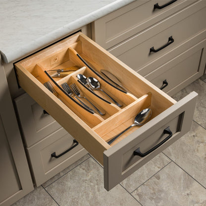 Rev-A-Shelf Craftsman Collection Solid Wood Cutlery Drawer Insert with Black Accents