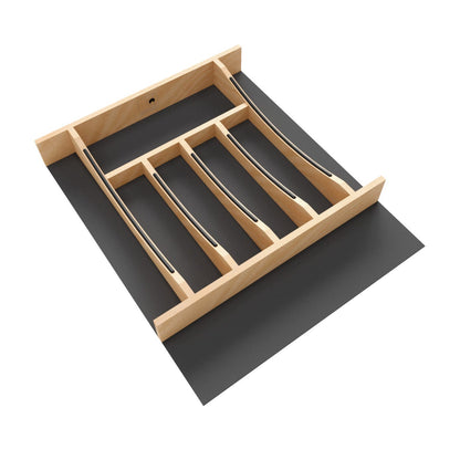 Rev-A-Shelf Craftsman Collection Solid Wood Cutlery Drawer Insert with Black Accents, Maple, 16-1/4"