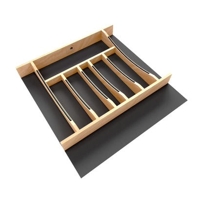 Rev-A-Shelf Craftsman Collection Solid Wood Cutlery Drawer Insert with Black Accents, Maple, 19-1/4"
