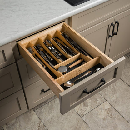 Rev-A-Shelf Craftsman Collection Solid Wood Cutlery Drawer Insert with Black Accents