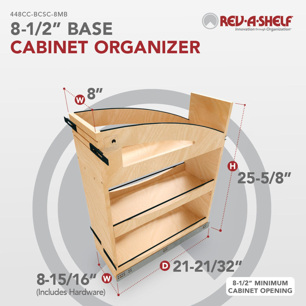Rev-A-Shelf Craftsman Collection Solid Wood Pullout Organizer with BLUM Soft-Close, maple