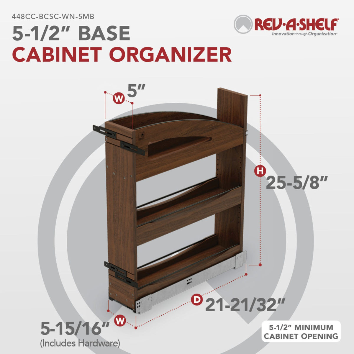 Rev-A-Shelf Craftsman Collection Solid Wood Pullout Organizer with BLUM Soft-Close, walnut