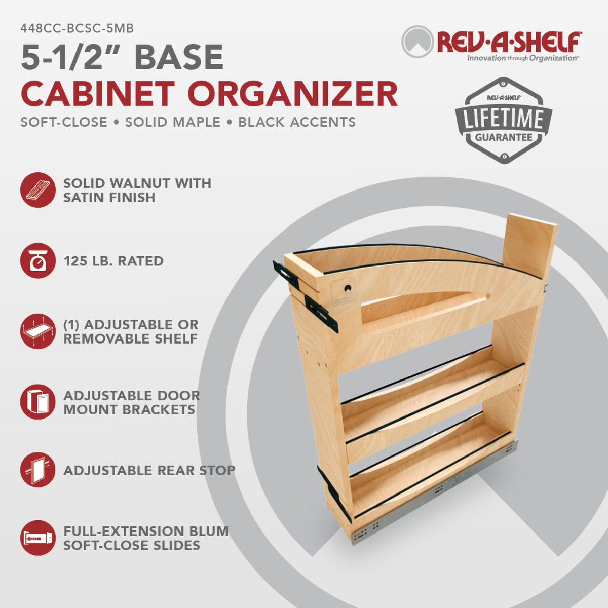 Rev-A-Shelf Craftsman Collection Solid Wood Pullout Organizer with BLUM Soft-Close