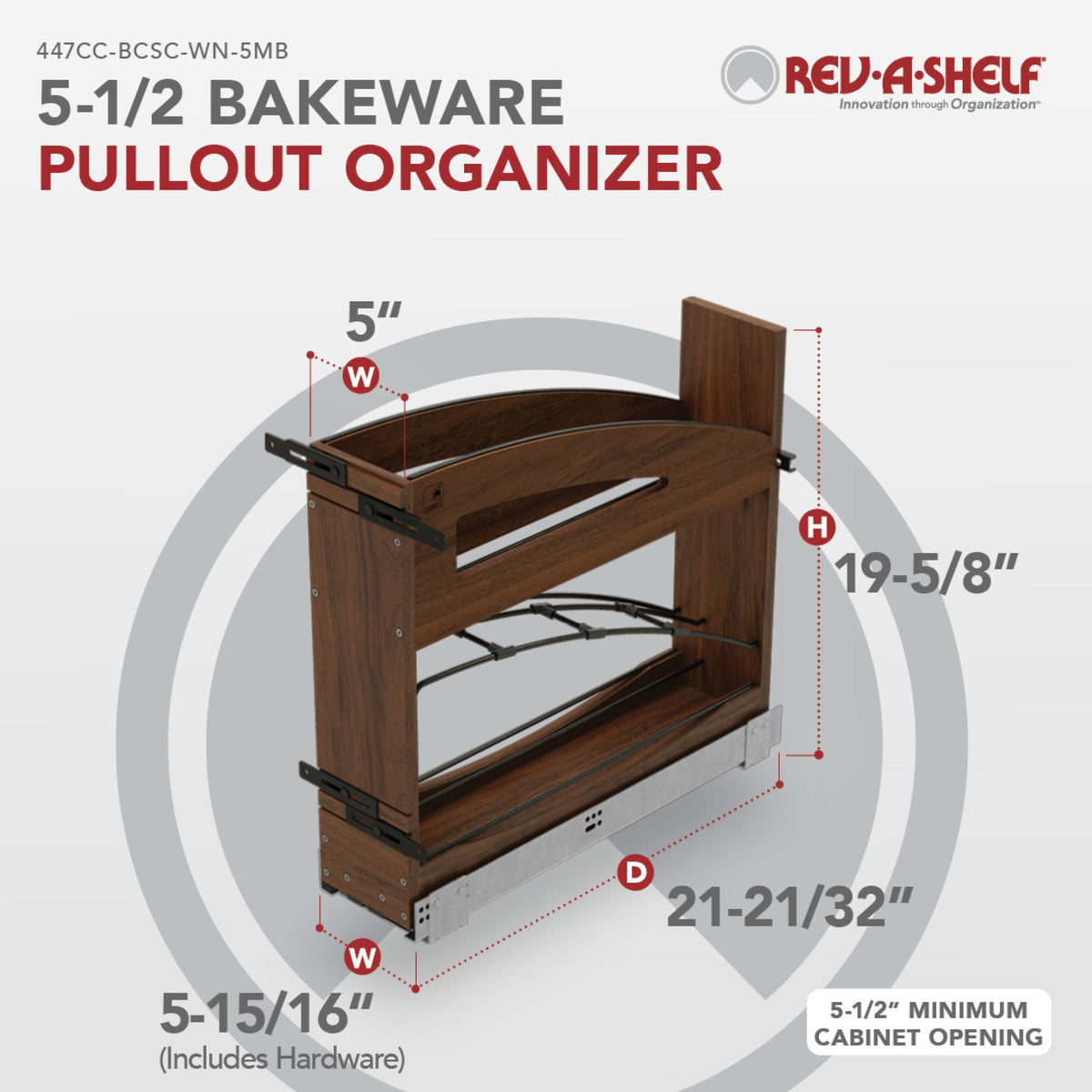 Rev-A-Shelf Craftsman Collection Solid Wood Tray Divider/Foil Wrap Holder Pullout with BLUM Soft-Close, walnut