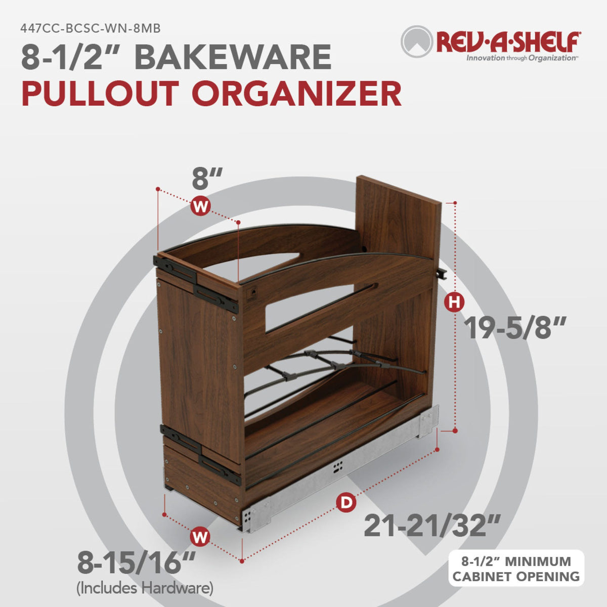 Rev-A-Shelf Craftsman Collection Solid Wood Tray Divider/Foil Wrap Holder Pullout with BLUM Soft-Close, walnut
