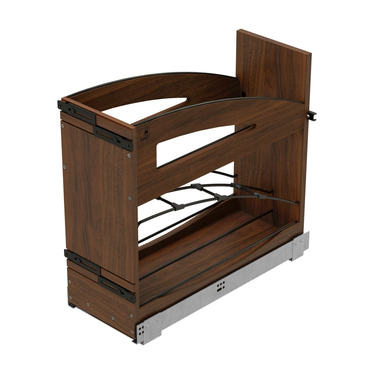 Rev-A-Shelf Craftsman Collection Solid Wood Tray Divider/Foil Wrap Holder Pullout with BLUM Soft-Close, Walnut, 12"