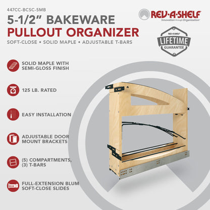 Rev-A-Shelf Craftsman Collection Solid Wood Tray Divider/Foil Wrap Holder Pullout with BLUM Soft-Close