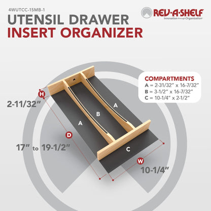 Rev-A-Shelf Craftsman Collection Solid Wood Utensil Drawer Insert with Black Accents
