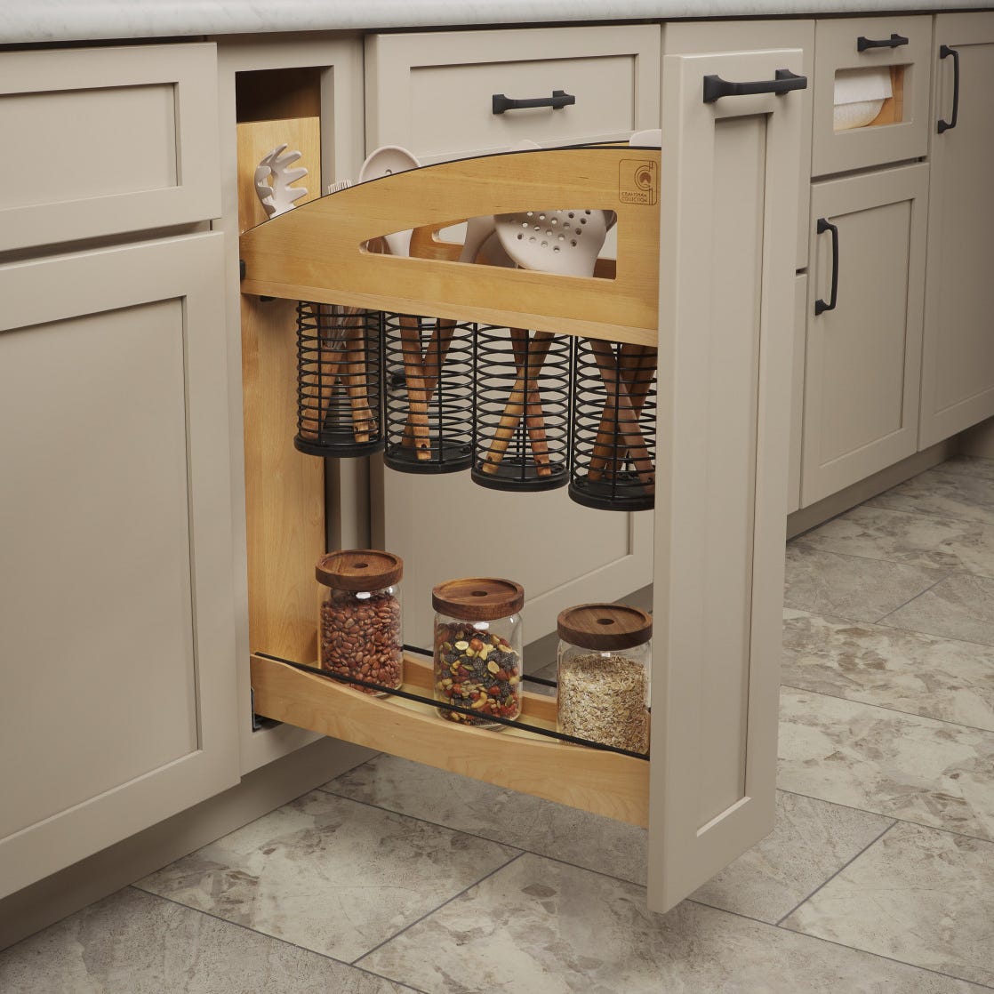 Rev-A-Shelf Craftsman Collection Solid Wood Utensil Pullout Organizer with BLUM Soft-Close