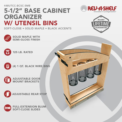 Rev-A-Shelf Craftsman Collection Solid Wood Utensil Pullout Organizer with BLUM Soft-Close