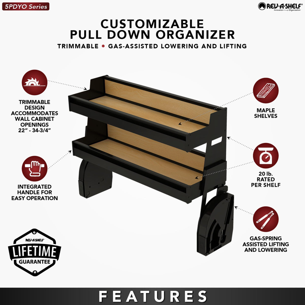 Rev-A-Shelf Customizable Pull-Down Organizer for Wall Cabinets