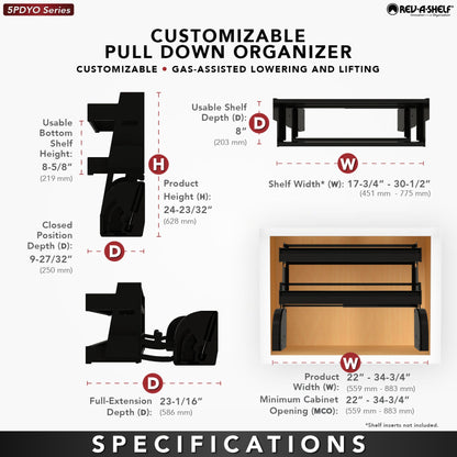 Rev-A-Shelf Customizable Pull-Down Organizer for Wall Cabinets, anodized