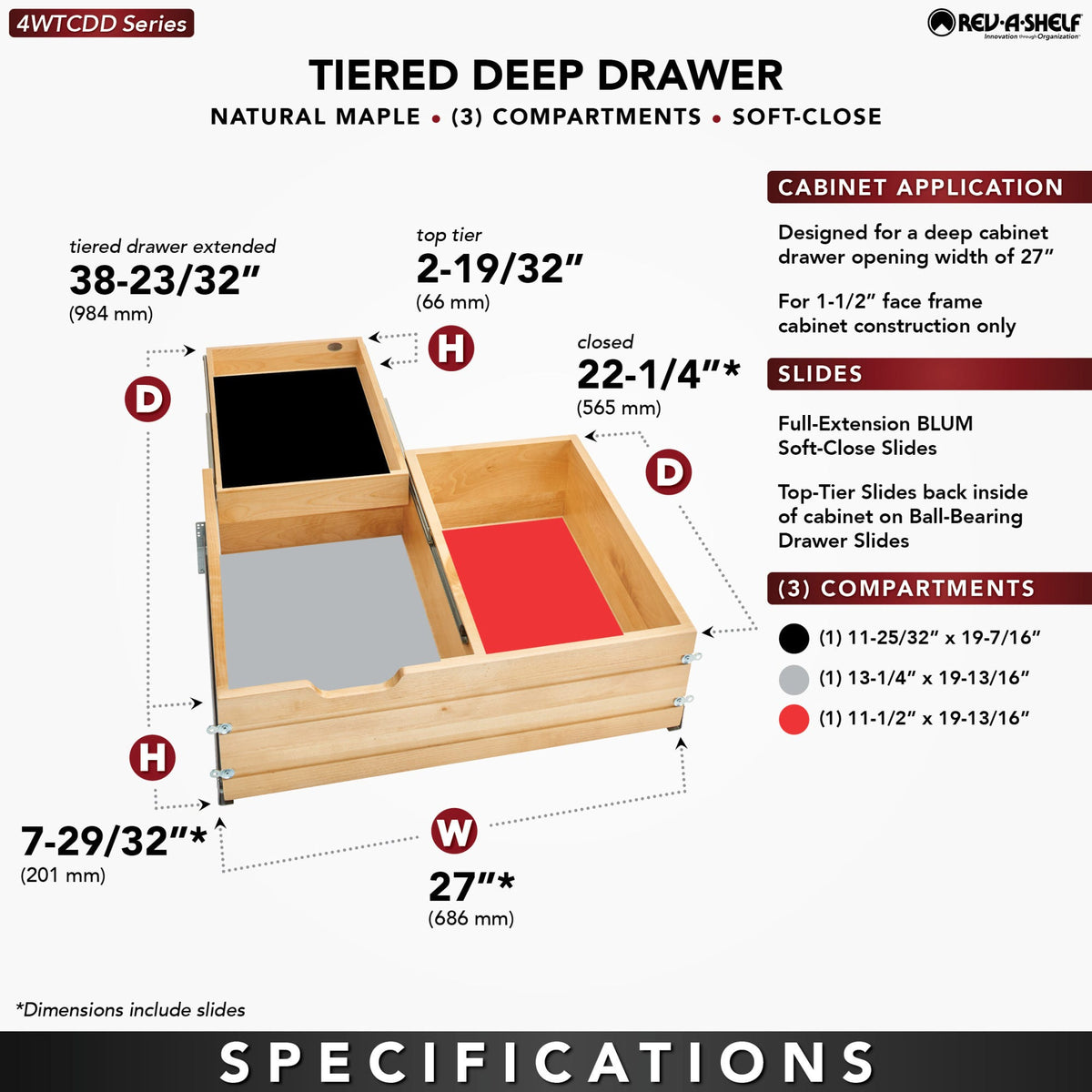 Rev-A-Shelf Deep Tiered Drawer (Face Frame)