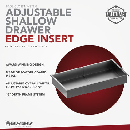Rev-A-Shelf Edge Closet System for 19-3/4" to 30-1/2" Openings, 16" Deep, powder-coated