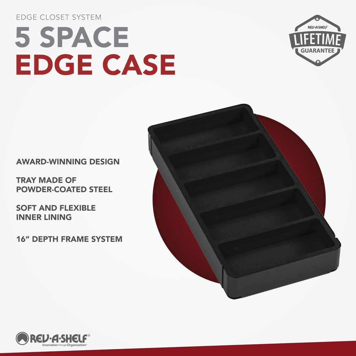 Rev-A-Shelf Edge Closet System for 19-3/4" to 30-1/2" Openings, 16" Deep, powder-coated