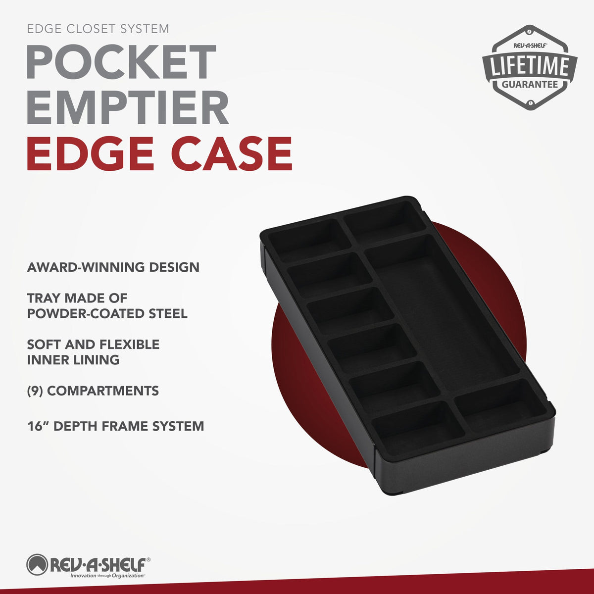 Rev-A-Shelf Edge Closet System for 19-3/4" to 30-1/2" Openings, 16" Deep, powder-coated