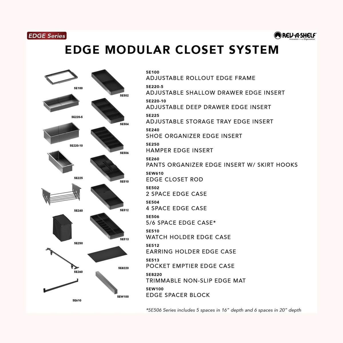 Rev-A-Shelf Edge Closet System for 19-3/4" to 30-1/2" Openings, 20" Deep