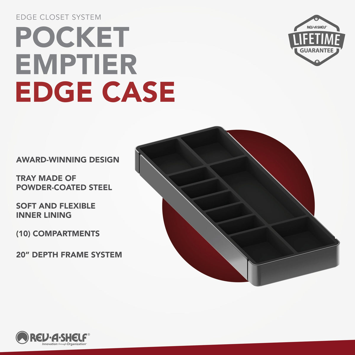 Rev-A-Shelf Edge Closet System for 19-3/4" to 30-1/2" Openings, 20" Deep, powder-coated