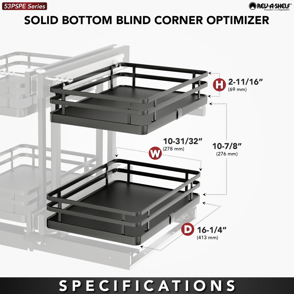 Rev-A-Shelf Elite Blind Corner Optimizer, orion gray