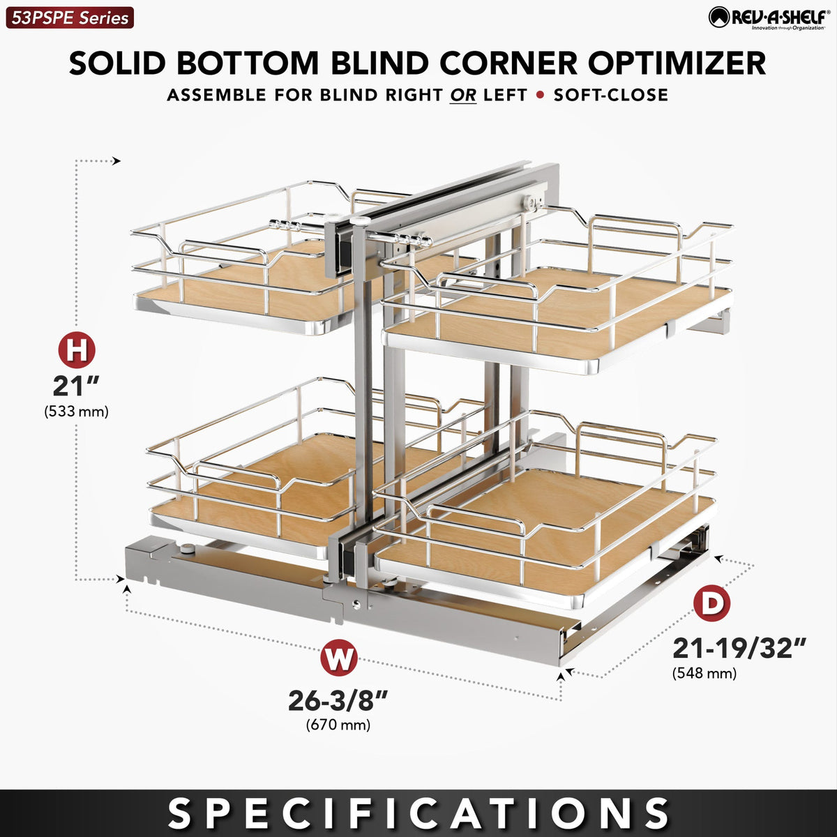 Rev-A-Shelf Elite Blind Corner Optimizer, maple