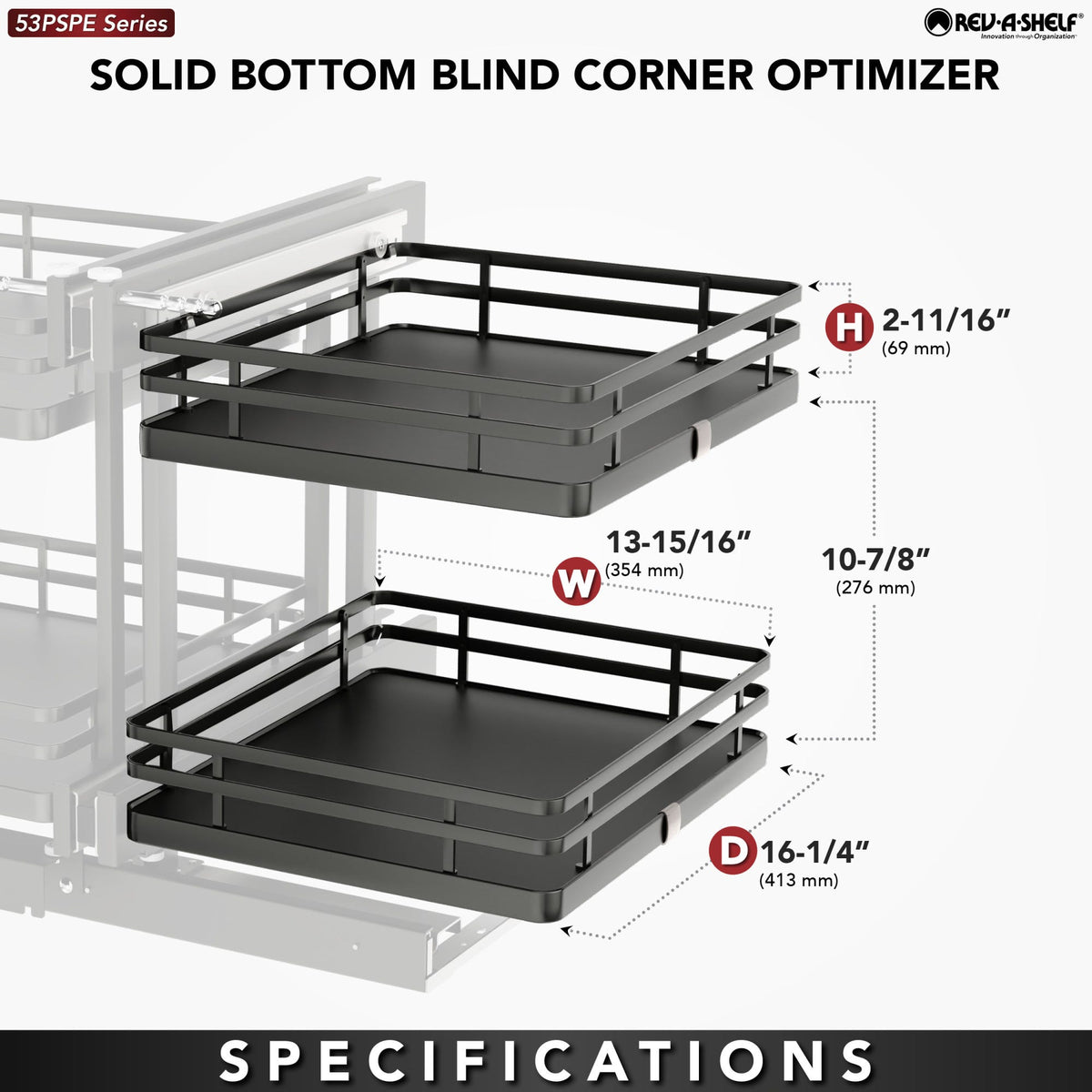 Rev-A-Shelf Elite Blind Corner Optimizer, orion gray
