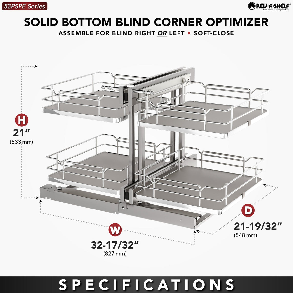 Rev-A-Shelf Elite Blind Corner Optimizer, gray