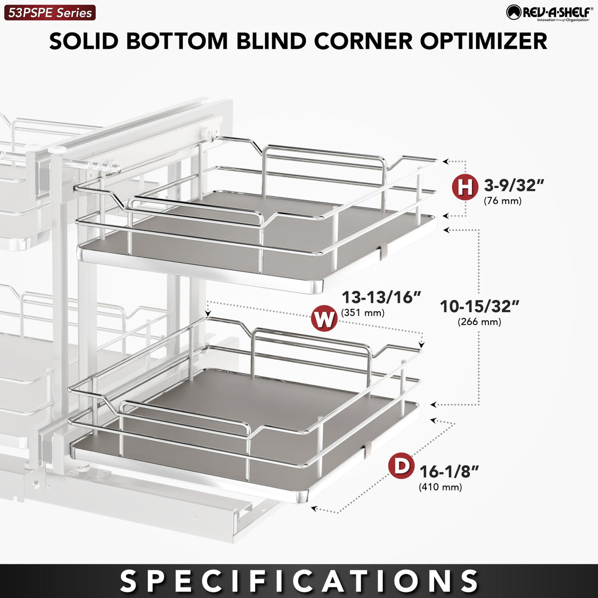 Rev-A-Shelf Elite Blind Corner Optimizer, gray