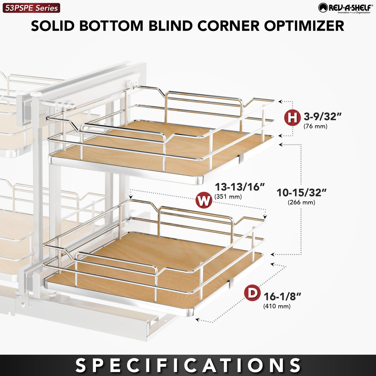 Rev-A-Shelf Elite Blind Corner Optimizer, maple