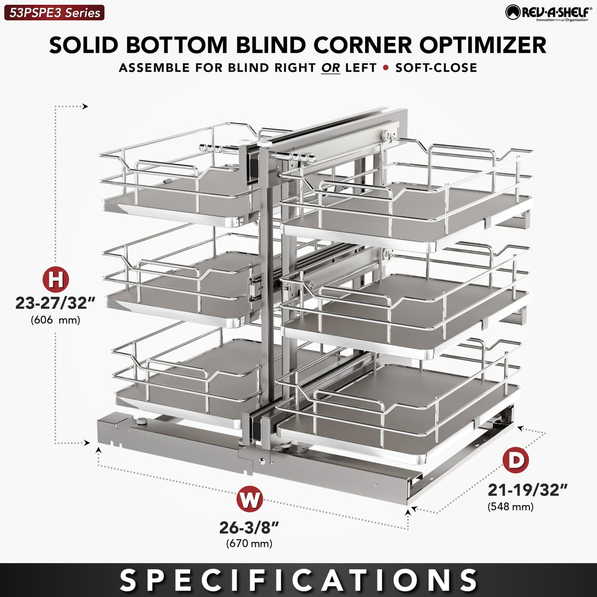 Rev-A-Shelf Elite Blind Corner Optimizer, gray