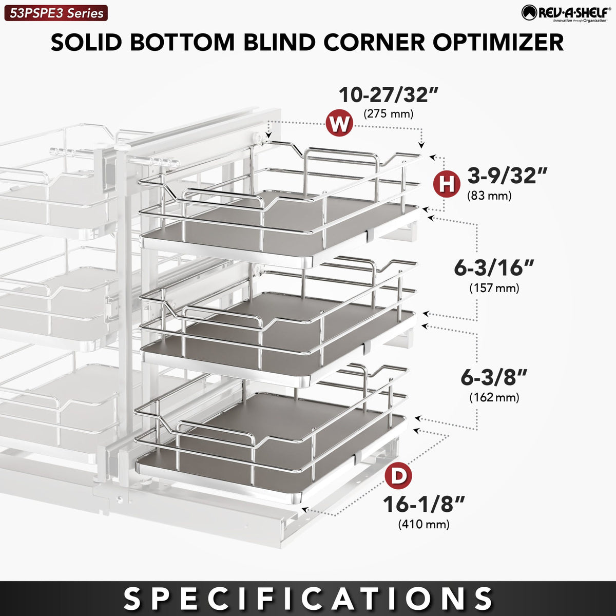 Rev-A-Shelf Elite Blind Corner Optimizer, gray