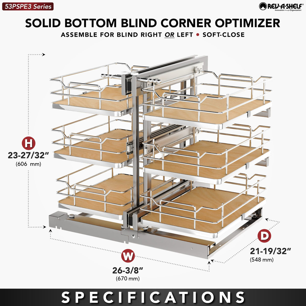 Rev-A-Shelf Elite Blind Corner Optimizer, maple