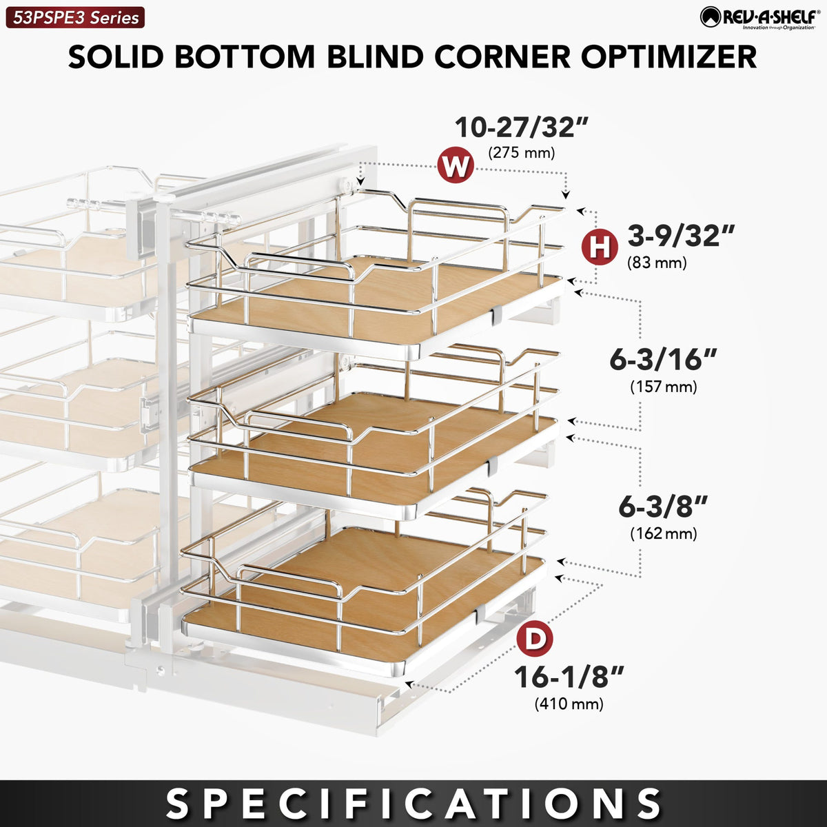 Rev-A-Shelf Elite Blind Corner Optimizer, maple