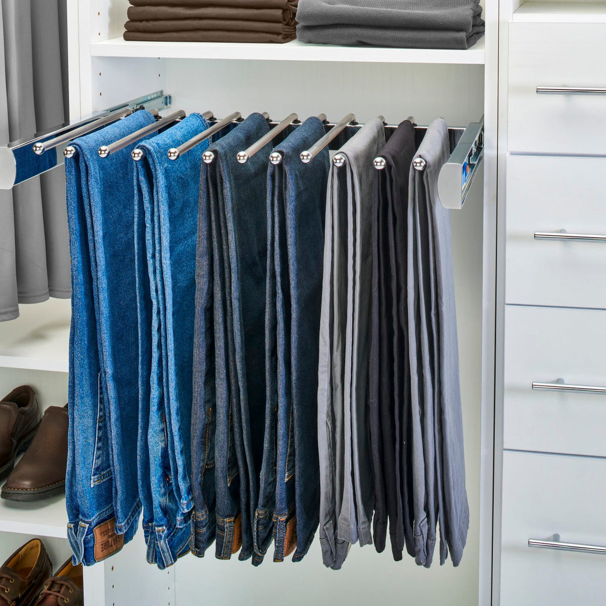Rev-A-Shelf Elite Pullout Pants Rack, chrome