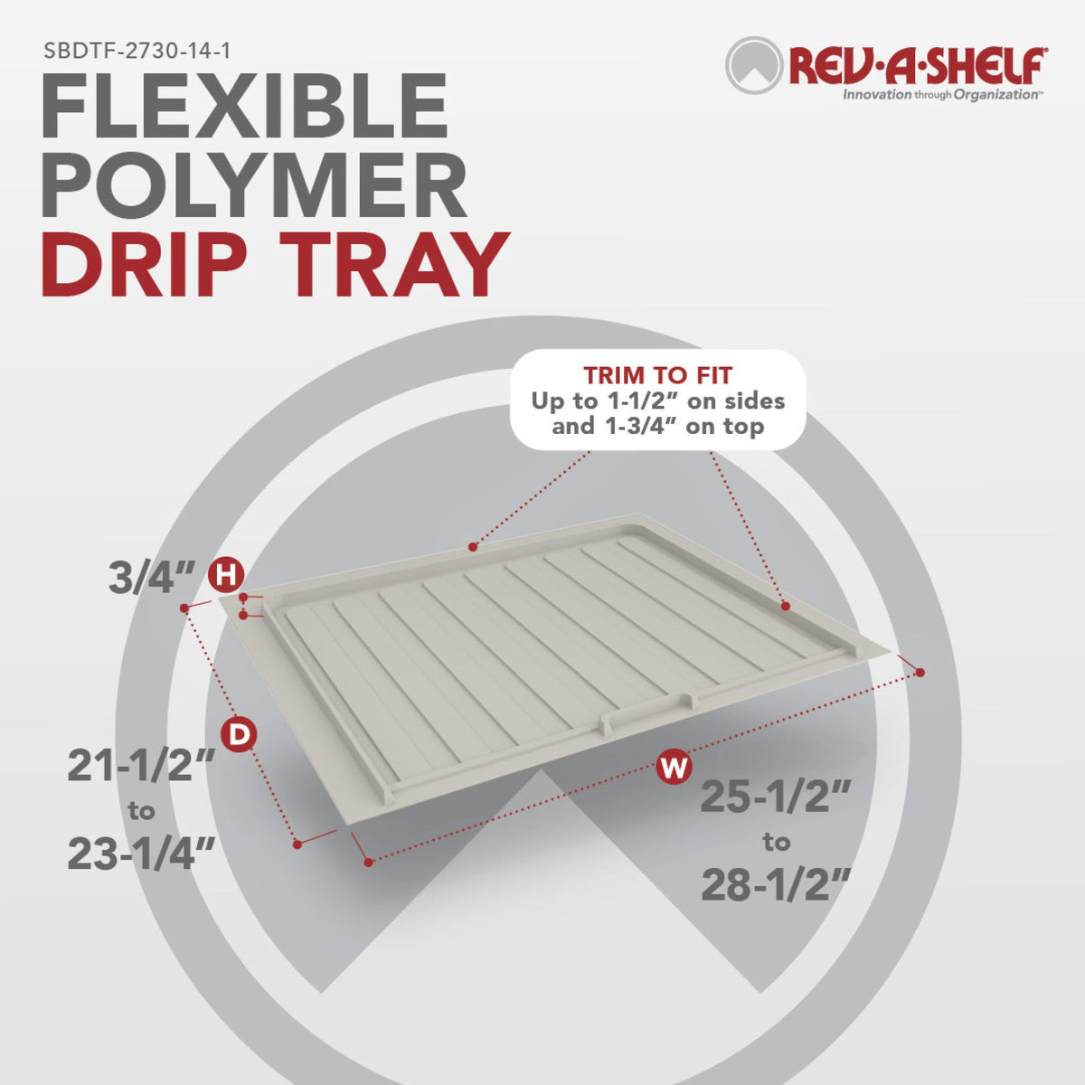 Rev-A-Shelf Flexible Polymer Trim-to-Fit Drip Tray for Sink Base Cabinets