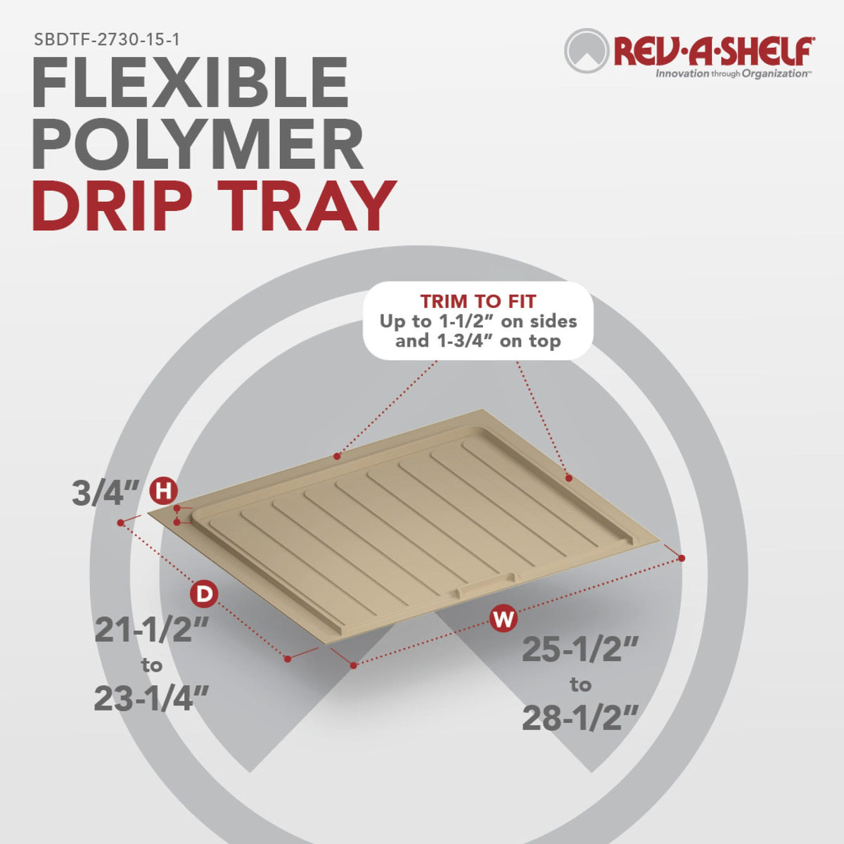 Rev-A-Shelf Flexible Polymer Trim-to-Fit Drip Tray for Sink Base Cabinets