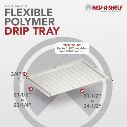 Rev-A-Shelf Flexible Polymer Trim-to-Fit Drip Tray for Sink Base Cabinets, white