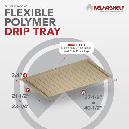 Rev-A-Shelf Flexible Polymer Trim-to-Fit Drip Tray for Sink Base Cabinets, almond