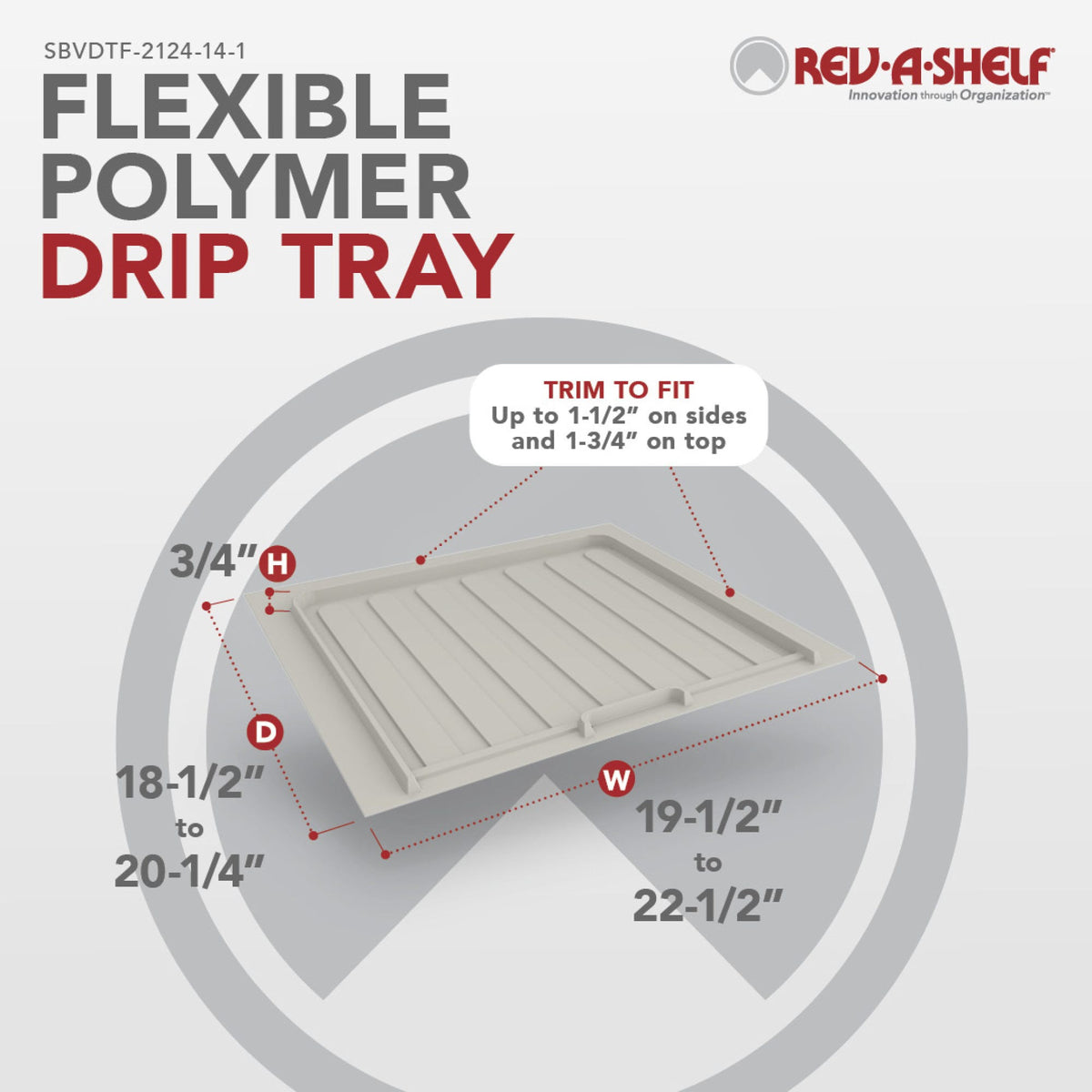 Rev-A-Shelf Flexible Polymer Trim-to-Fit Drip Tray for Vanity Sink Base Cabinets