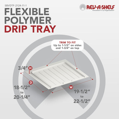 Rev-A-Shelf Flexible Polymer Trim-to-Fit Drip Tray for Vanity Sink Base Cabinets, white