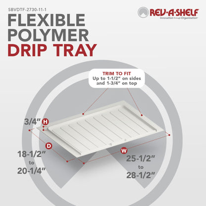 Rev-A-Shelf Flexible Polymer Trim-to-Fit Drip Tray for Vanity Sink Base Cabinets, white
