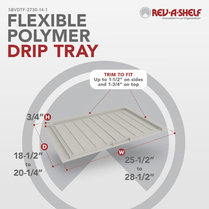 Rev-A-Shelf Flexible Polymer Trim-to-Fit Drip Tray for Vanity Sink Base Cabinets, gray