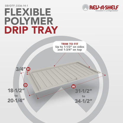 Rev-A-Shelf Flexible Polymer Trim-to-Fit Drip Tray for Vanity Sink Base Cabinets, gray