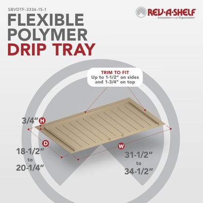 Rev-A-Shelf Flexible Polymer Trim-to-Fit Drip Tray for Vanity Sink Base Cabinets, almond