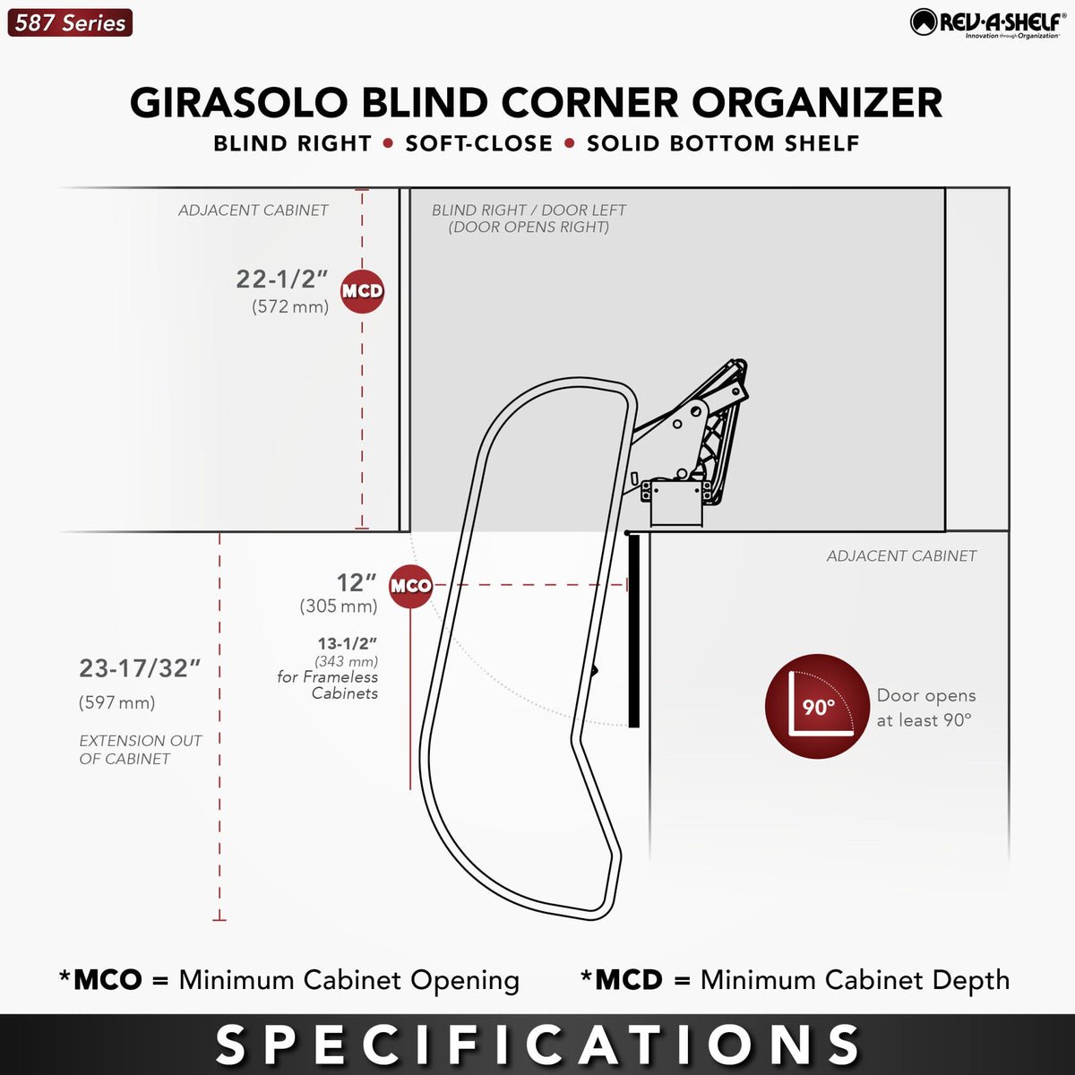 Rev-A-Shelf Girasolo with Contemporary Chrome and Maple Shelves Blind Corner Optimizer