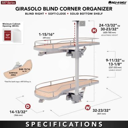 Rev-A-Shelf Girasolo with Contemporary Chrome and Maple Shelves Blind Corner Optimizer