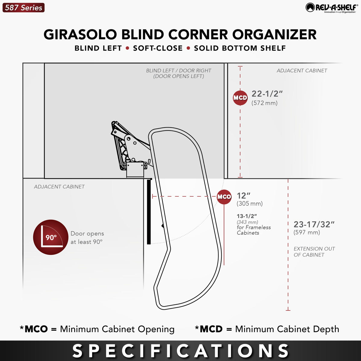 Rev-A-Shelf Girasolo with Contemporary Chrome and Maple Shelves Blind Corner Optimizer, maple