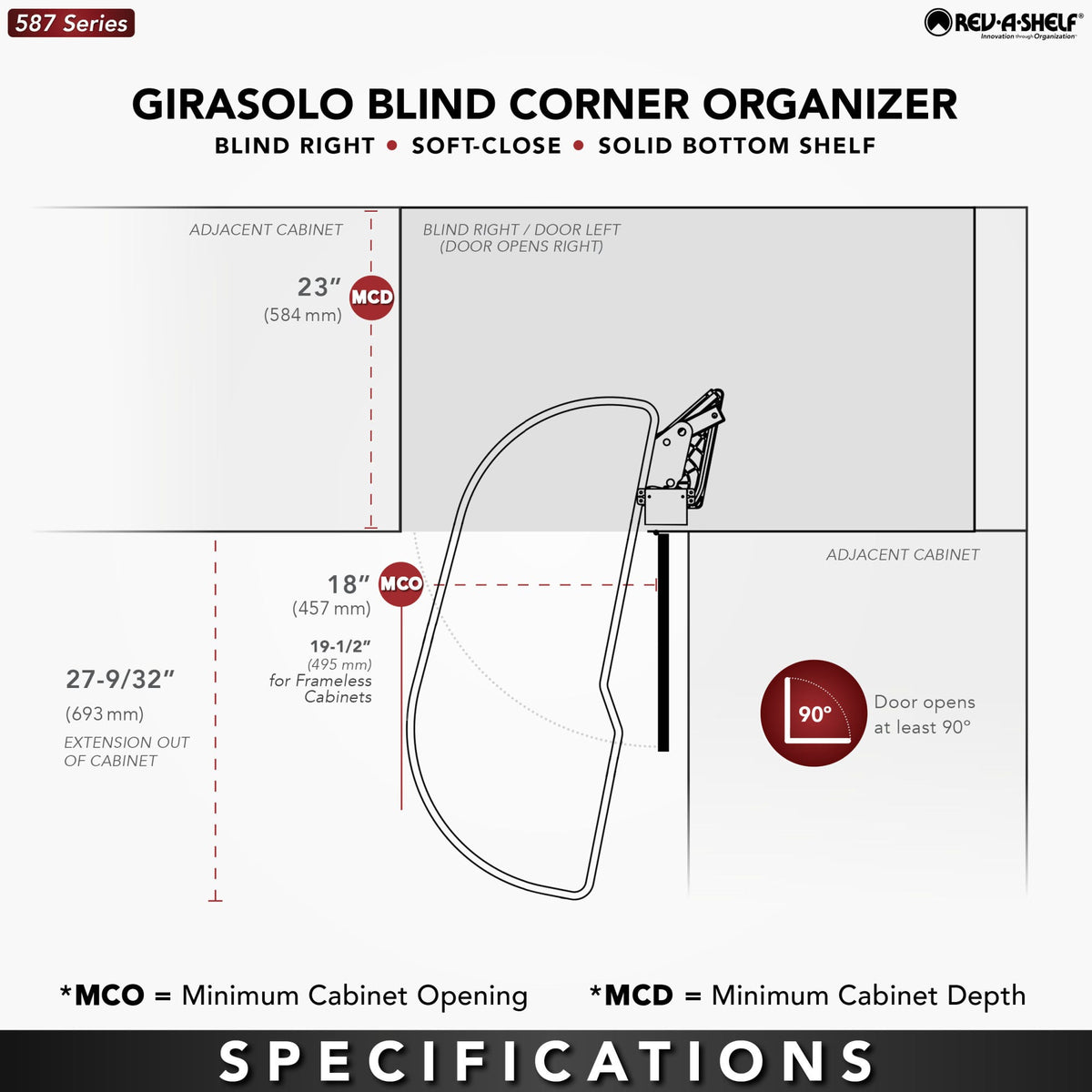 Rev-A-Shelf Girasolo with Contemporary Chrome and Maple Shelves Blind Corner Optimizer, maple