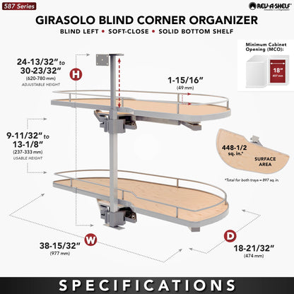 Rev-A-Shelf Girasolo with Contemporary Chrome and Maple Shelves Blind Corner Optimizer, maple