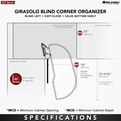 Rev-A-Shelf Girasolo with Contemporary Chrome and Maple Shelves Blind Corner Optimizer, maple