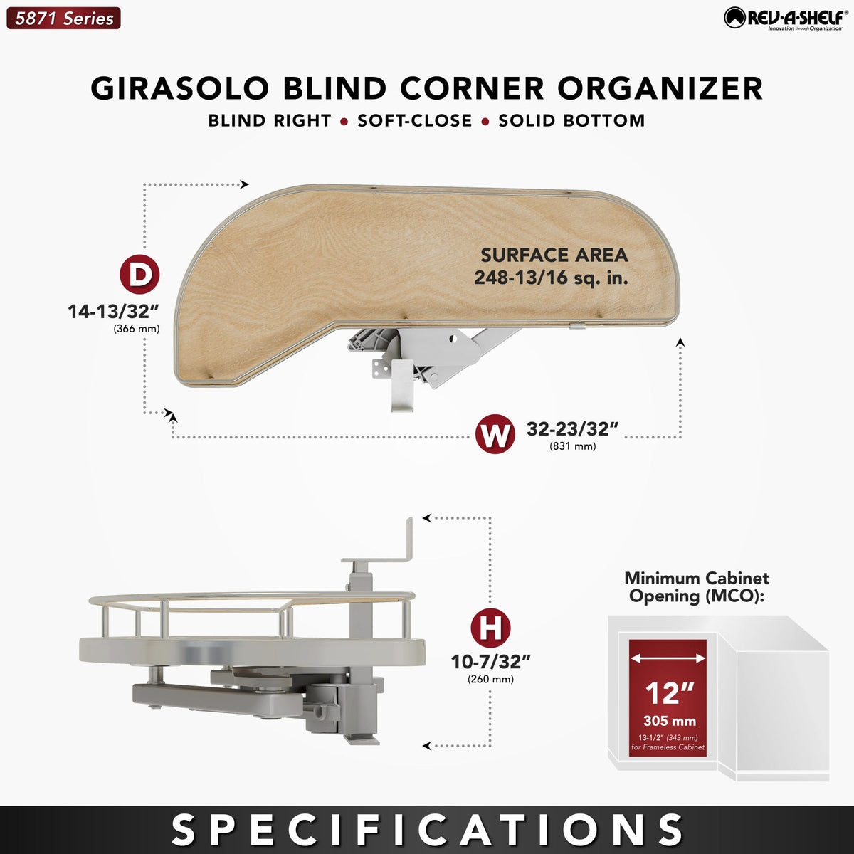 Rev-A-Shelf Girasolo with Contemporary Chrome and Maple Shelves Blind Corner Optimizer, maple